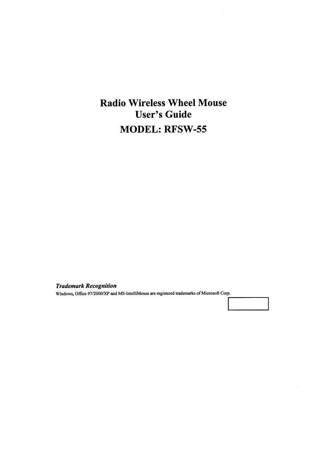 A4Tech RSW55 Users Manual