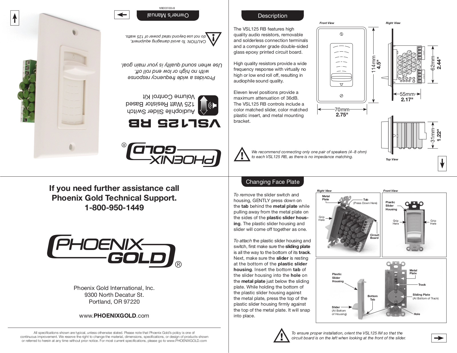 Phoenix Gold VSL125 RB User Manual