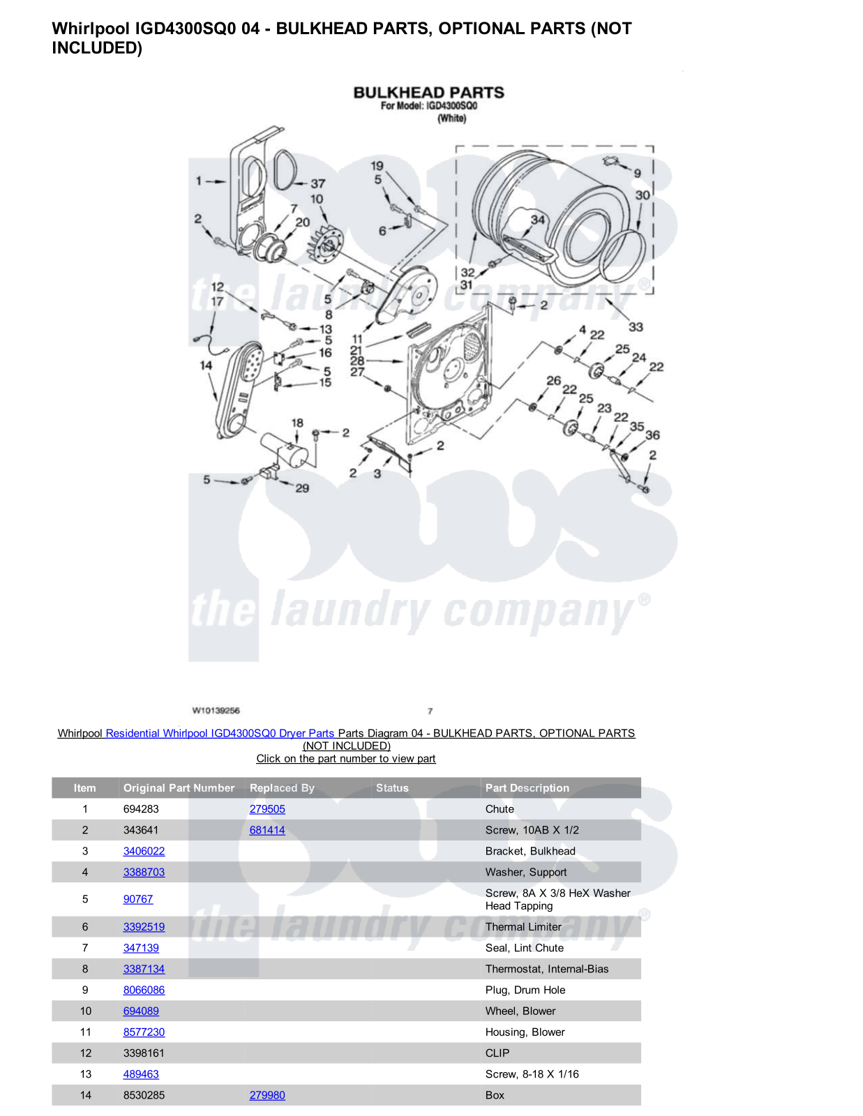 Whirlpool IGD4300SQ0 Parts Diagram