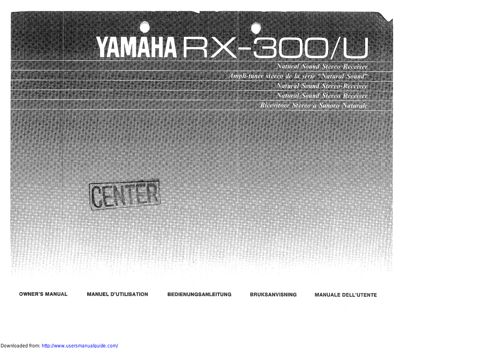 Yamaha Audio RX-300/U, RX-300 User Manual