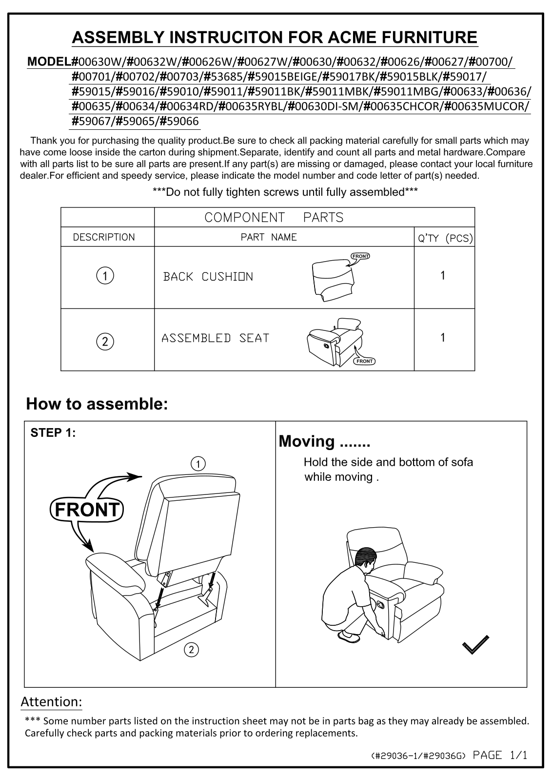 Acme Furniture 00703 User Manual