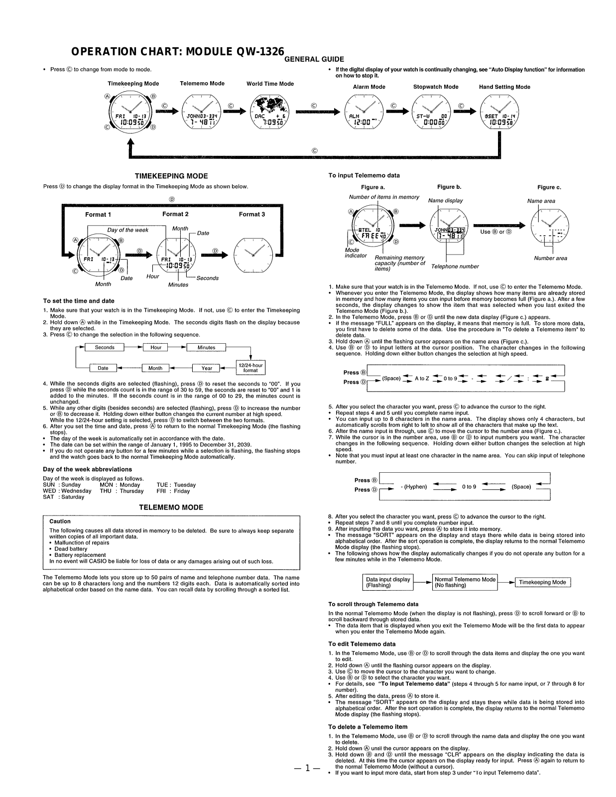 Casio 1326 Owner's Manual