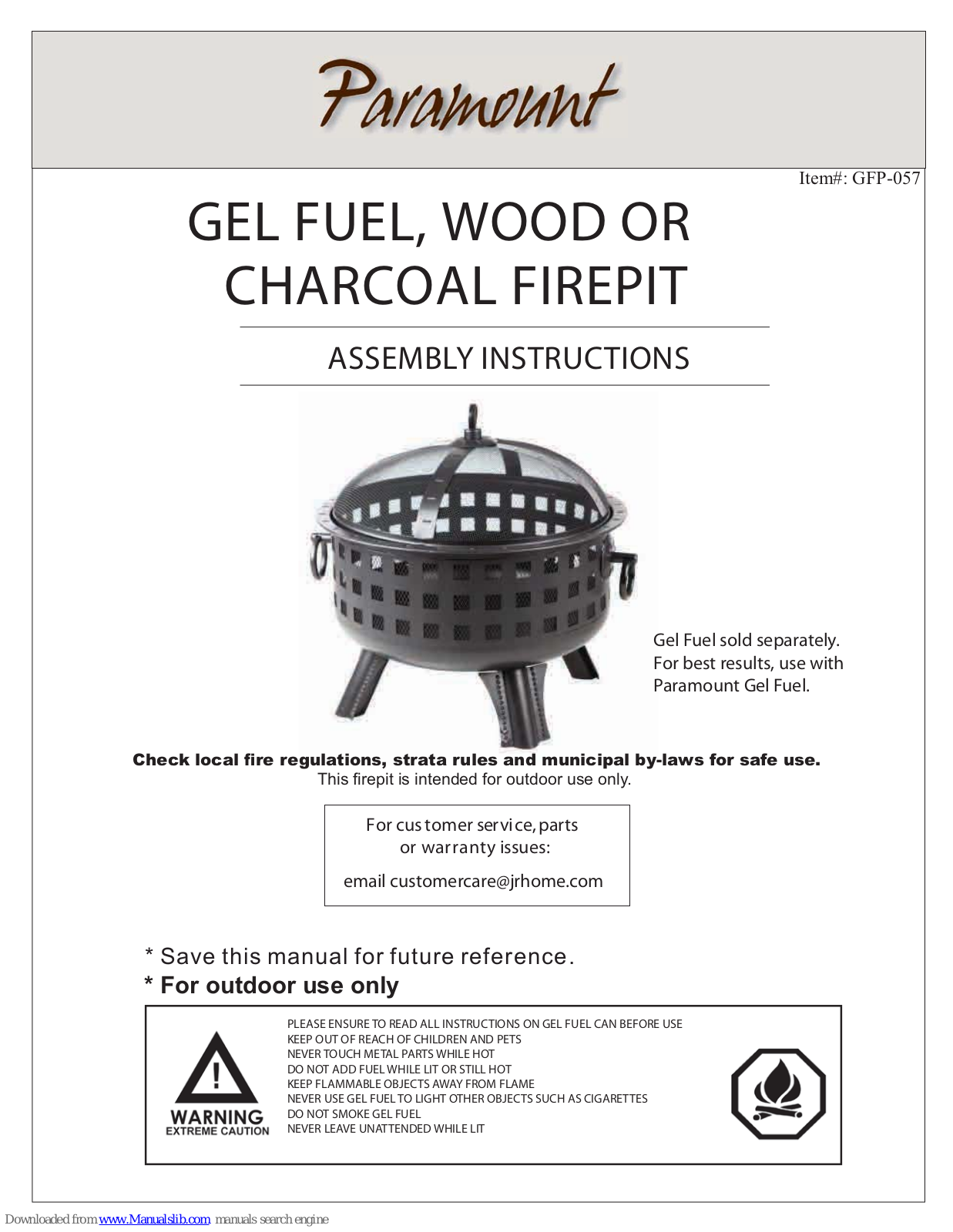 Paramount Fitness GFP-057 Assembly  Manual