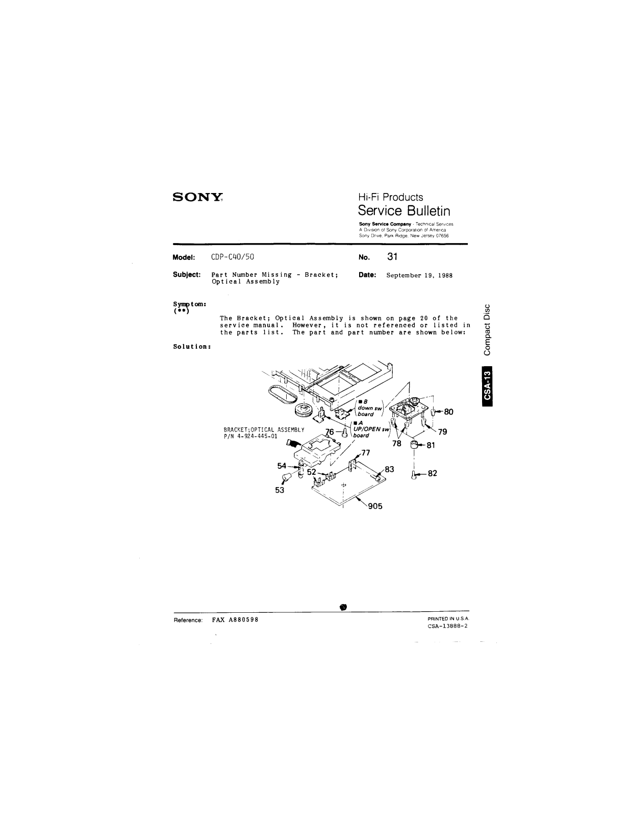 Sony CDP-C40, CDP-50 Service Manual