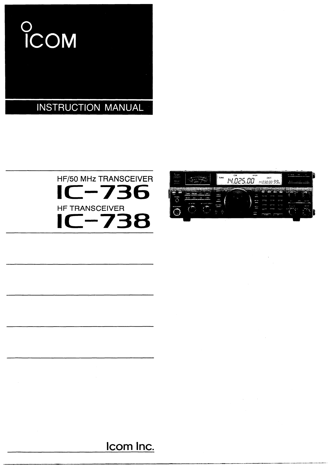 Icom IC-736-738 User Manual