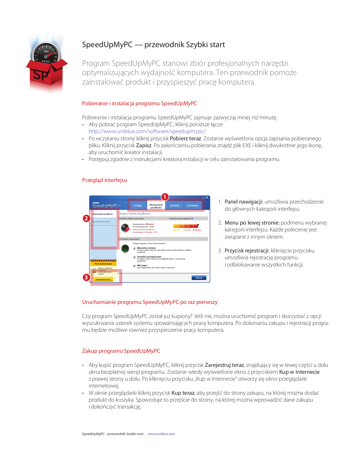 Uniblue SPEEDUPMYPC QUICK START GUIDE