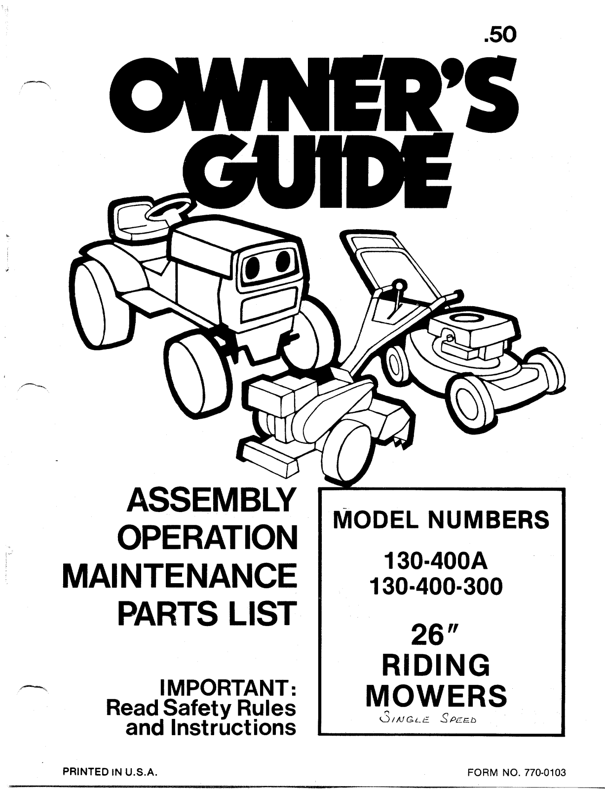 Bolens 130-400A, 130-400-300 User Manual