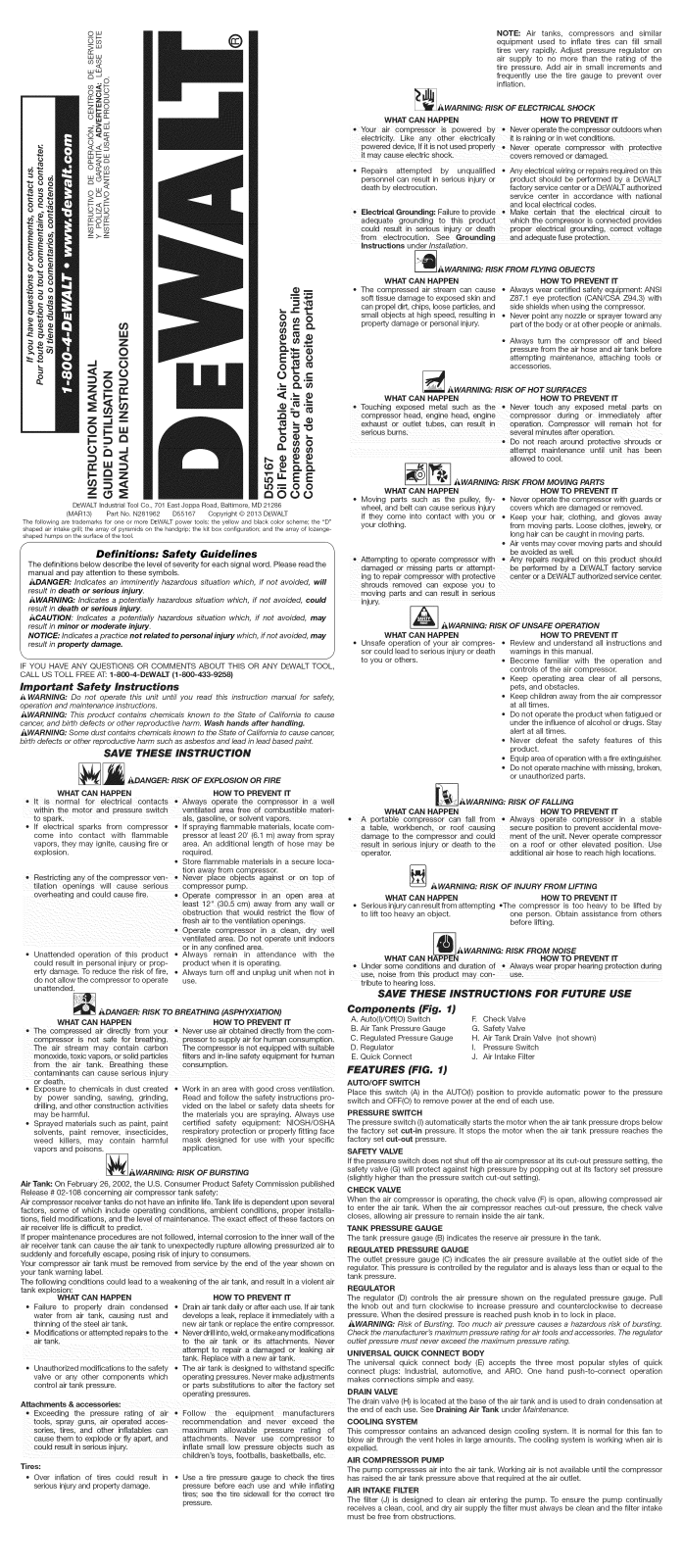 DeWalt D55167 TYPE 4 Owner’s Manual