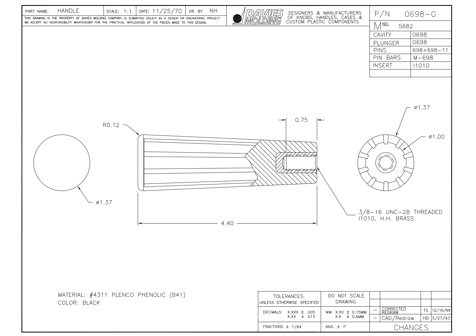 Davies Molding 0698-G Reference Drawing - ManualMachine.com