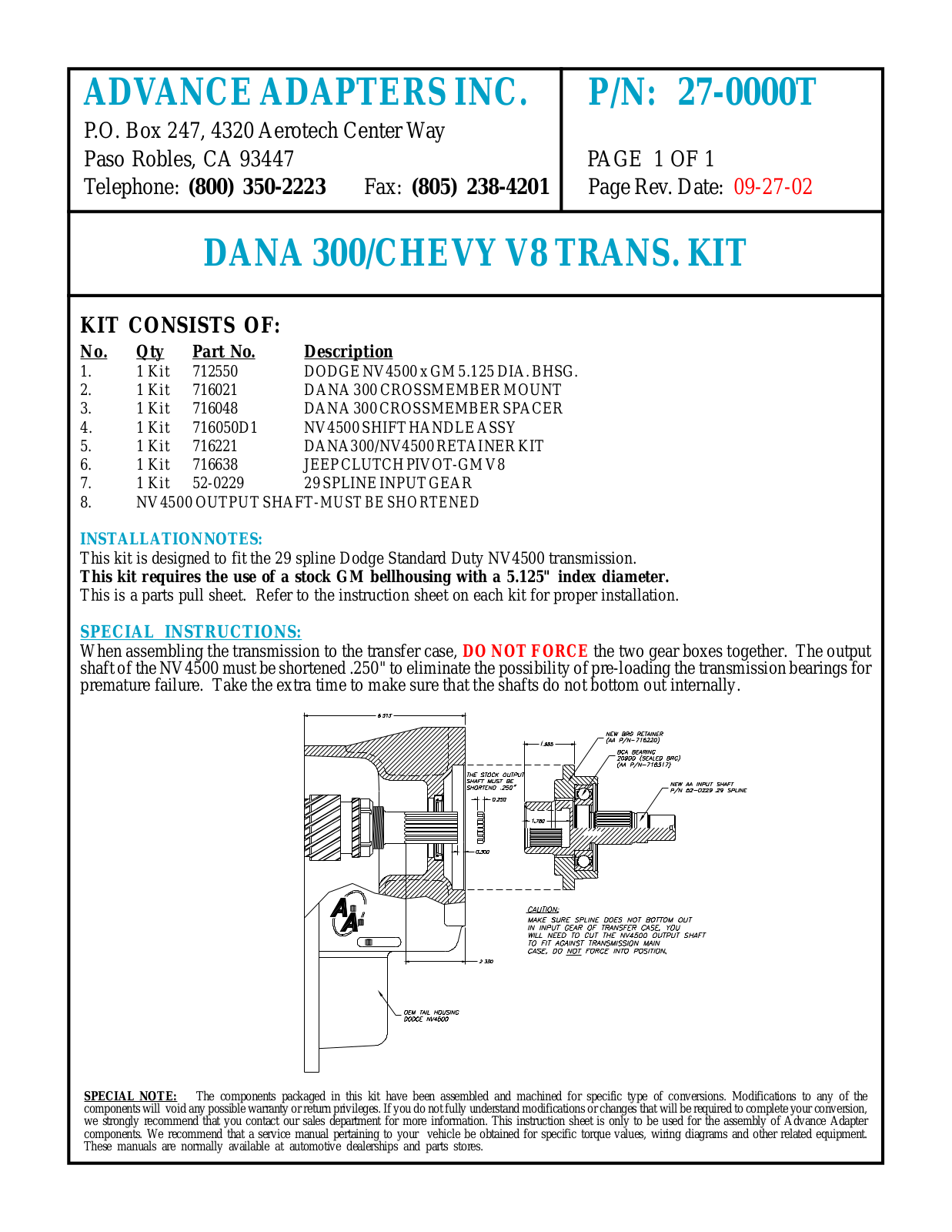 Advance Adapters 27-0000T User Manual