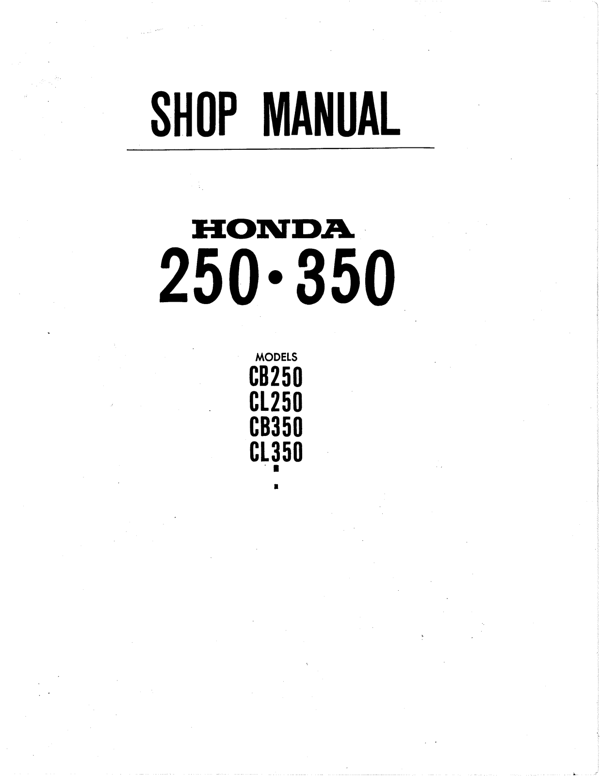 Honda CB250, CL250 User Manual