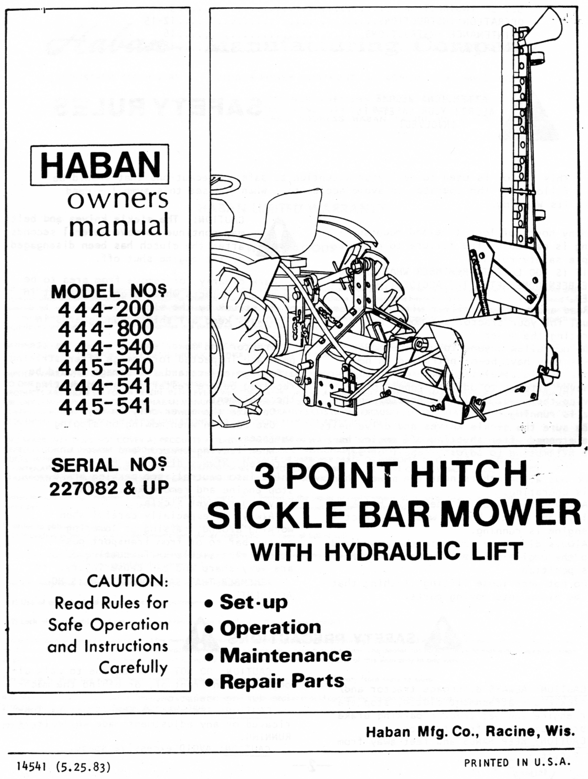 Haband 444-540, 444-200, 444-541, 444-800, 445-540 User Manual