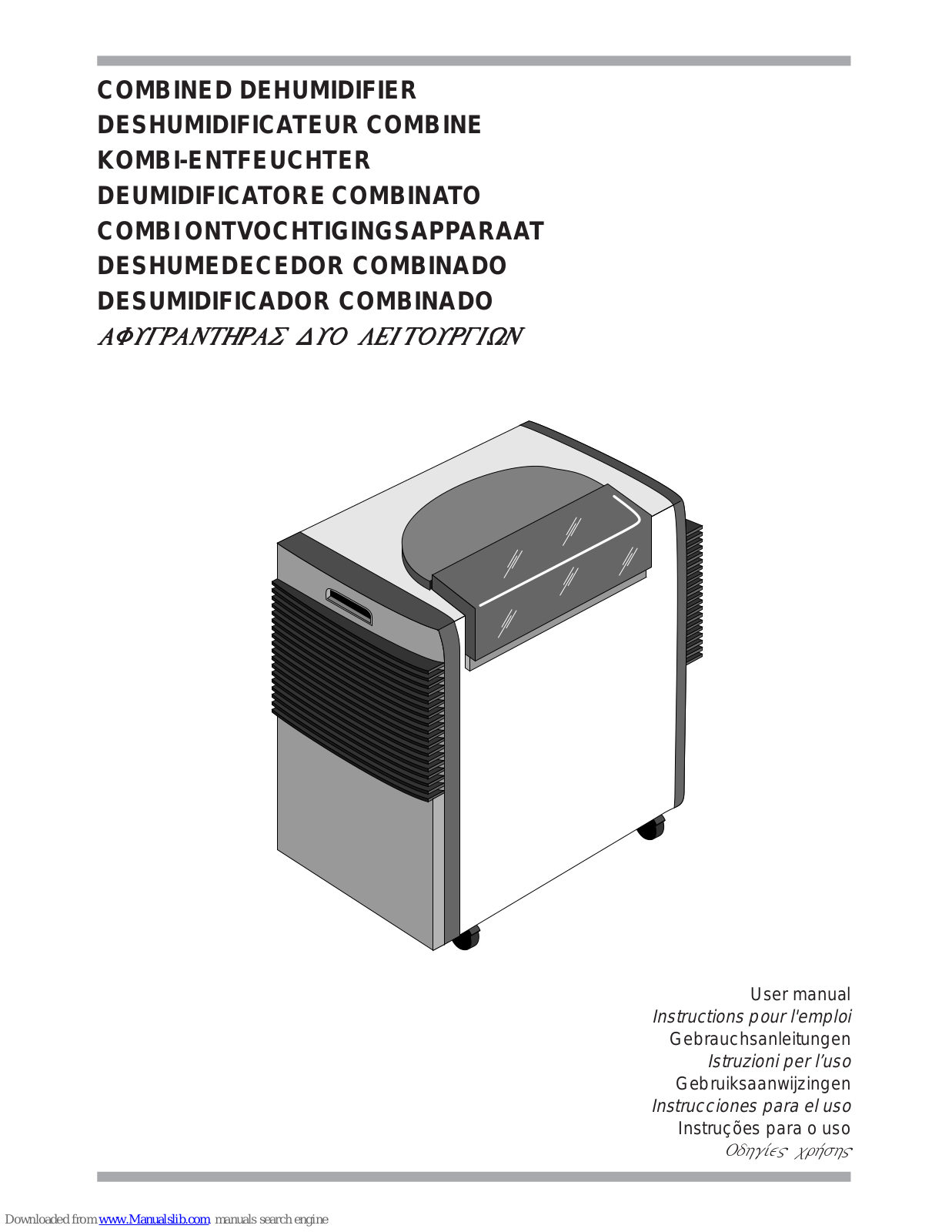 DeLonghi COMBINED DEHUMIDIFIER User Manual