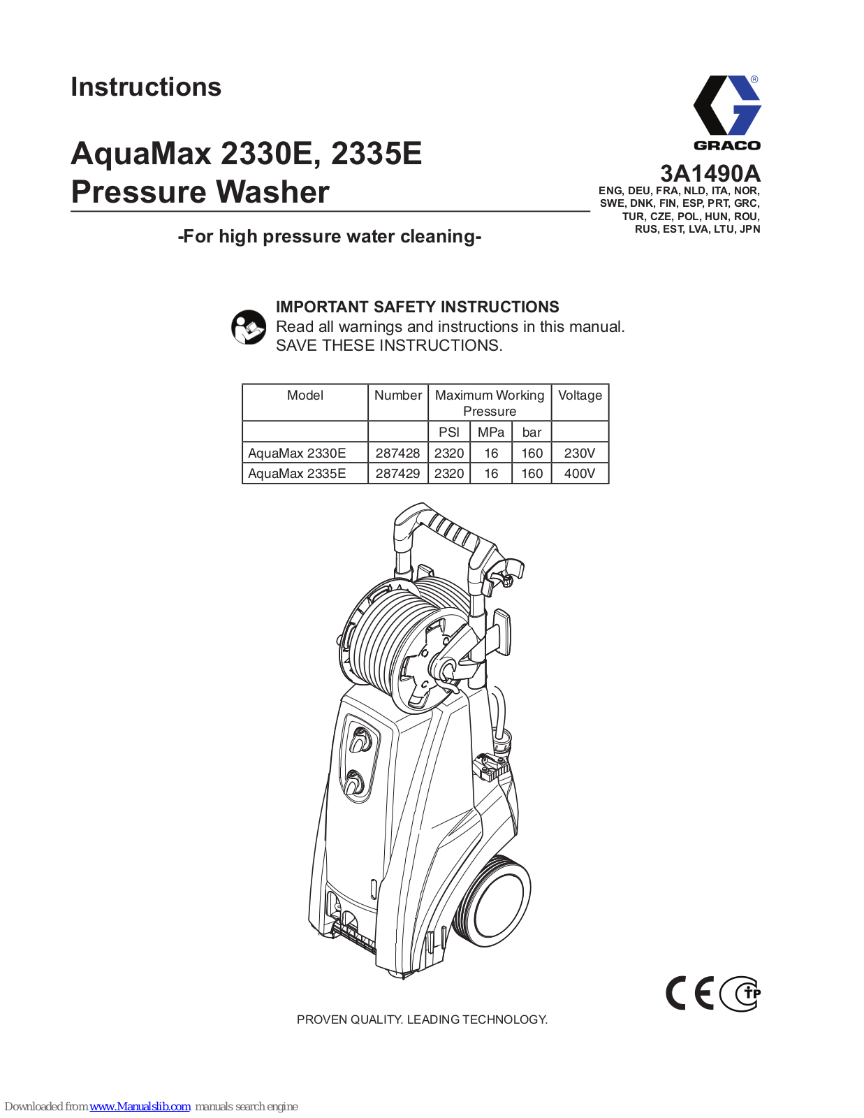 Graco AquaMax 2330E, AquaMax 2335E Instruction Manual