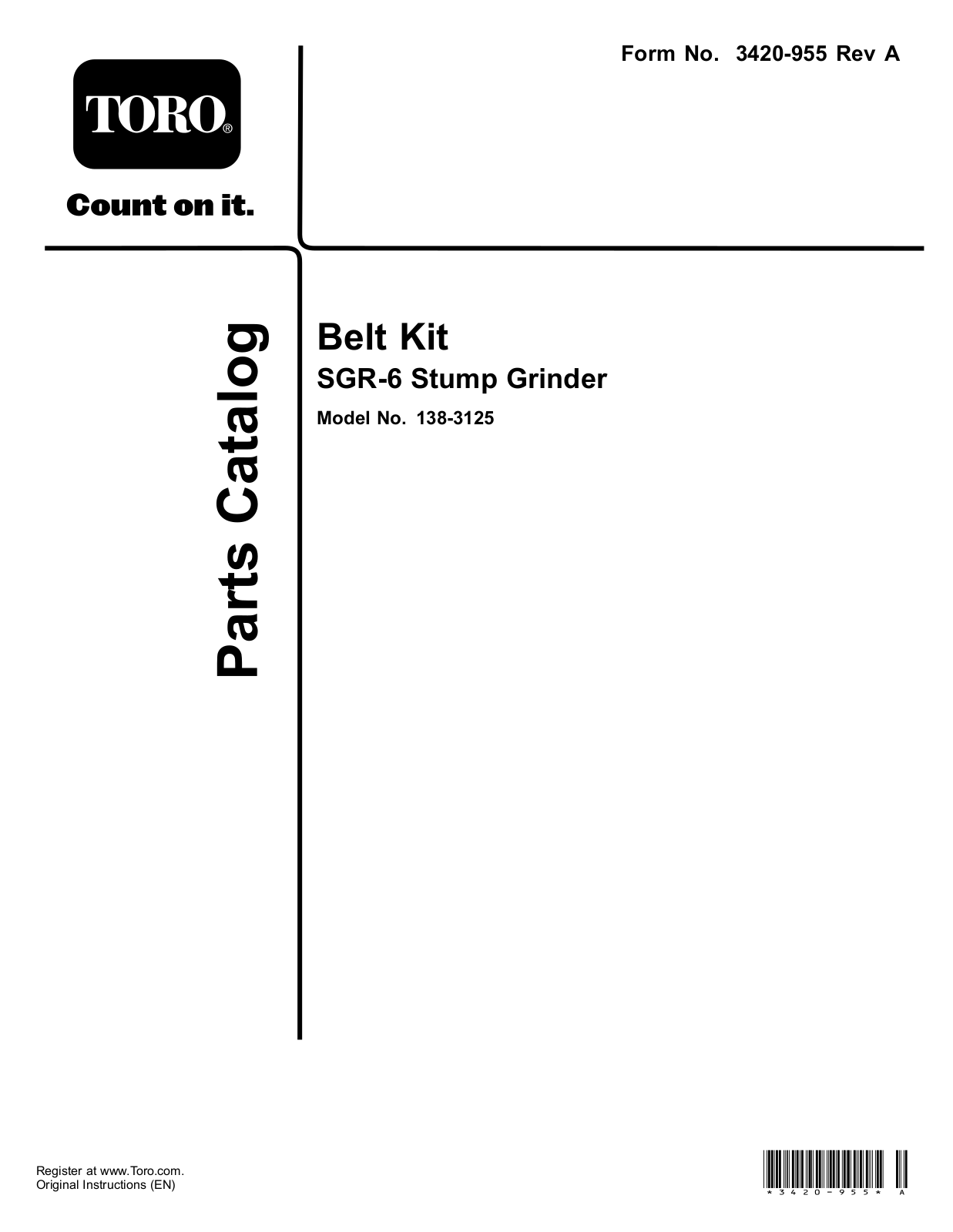 Toro 138-3125 Parts Catalogue