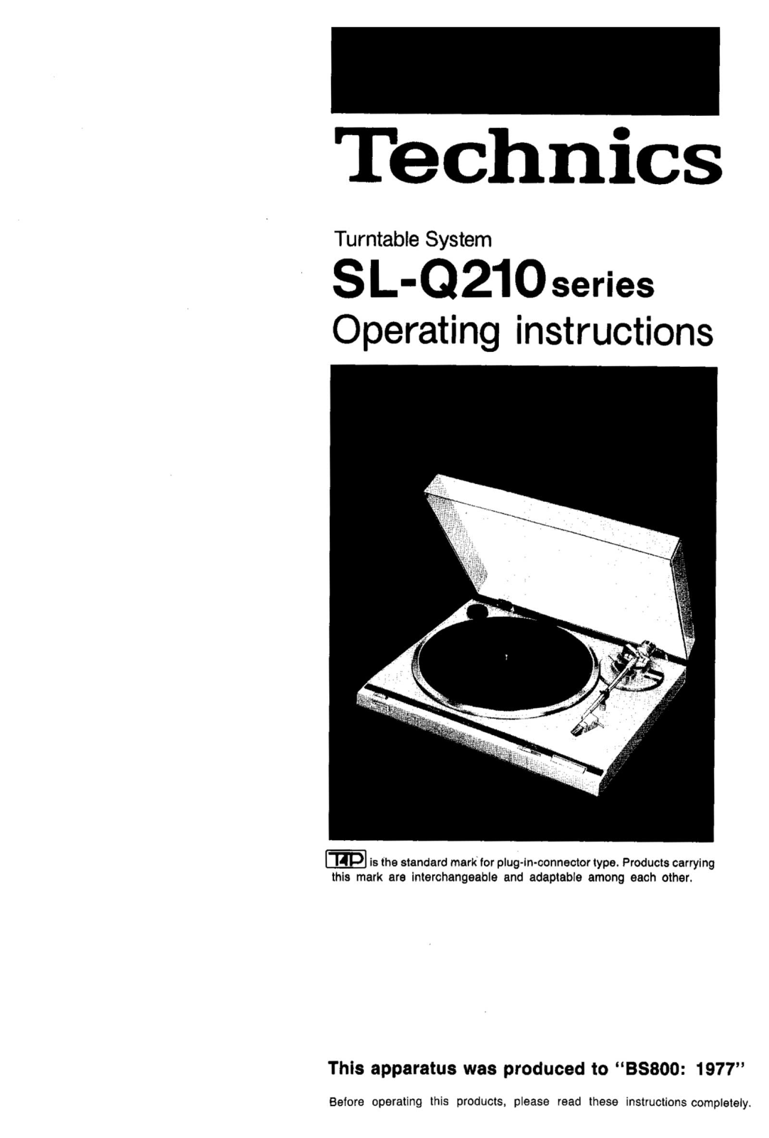 Technics SL-Q-210 Owners Manual