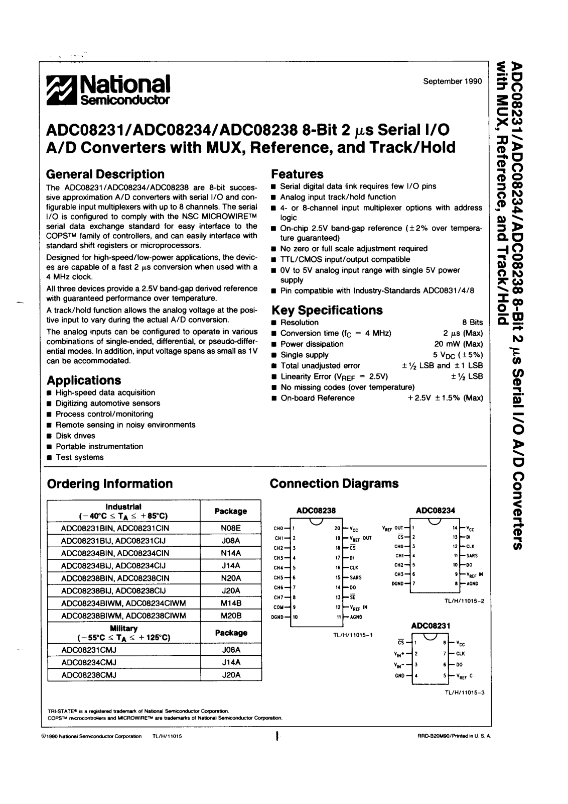 NSC ADC08234BIN, ADC08234BIJ, ADC08231BIN, ADC08231BIJ, ADC08234CIWM Datasheet