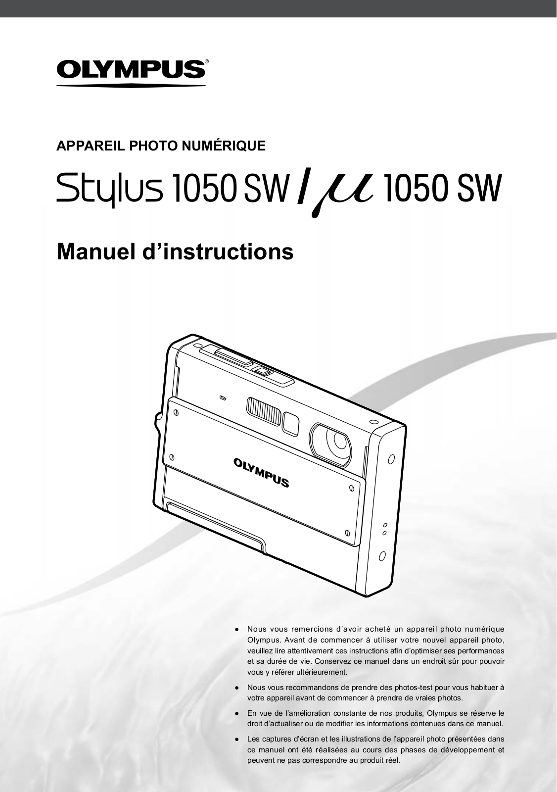 OLYMPUS Stylus 1050 SW Instruction Manual