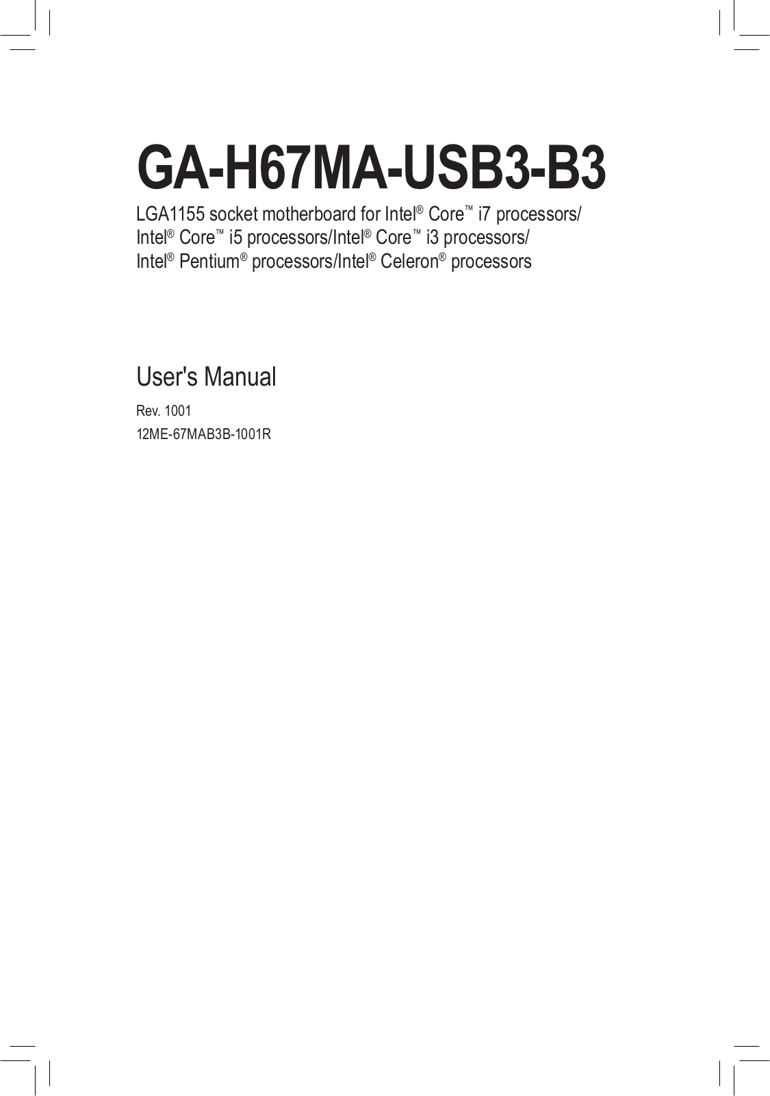 Gigabyte GA-H67MA-USB3-B3 (rev. 1.0) User Manual