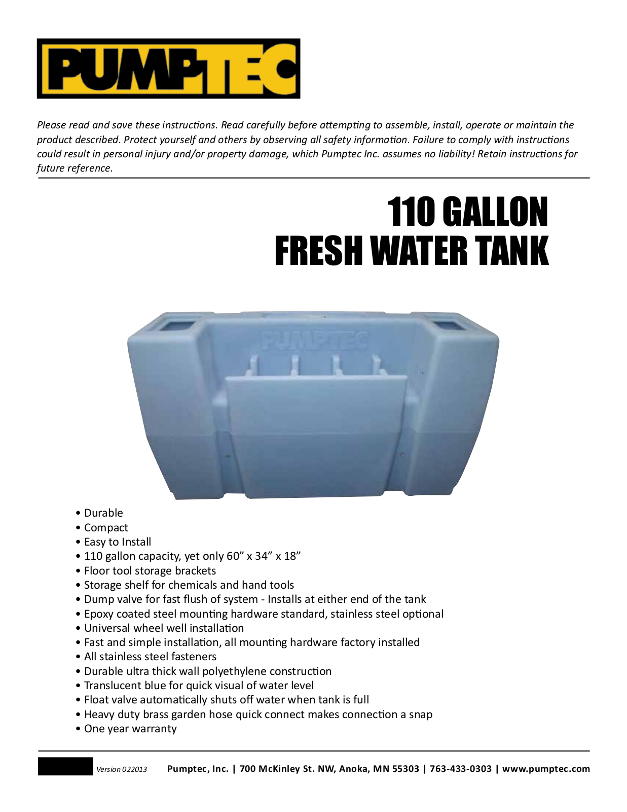 Pumptec 110 User Manual - ManualMachine.com