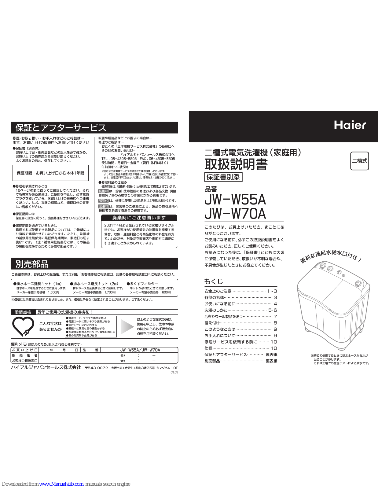 Haier JW-W70A User Manual