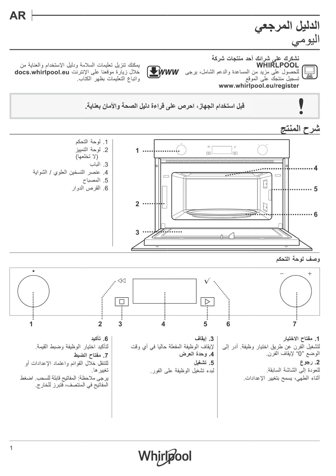 WHIRLPOOL W7 MD540 Daily Reference Guide