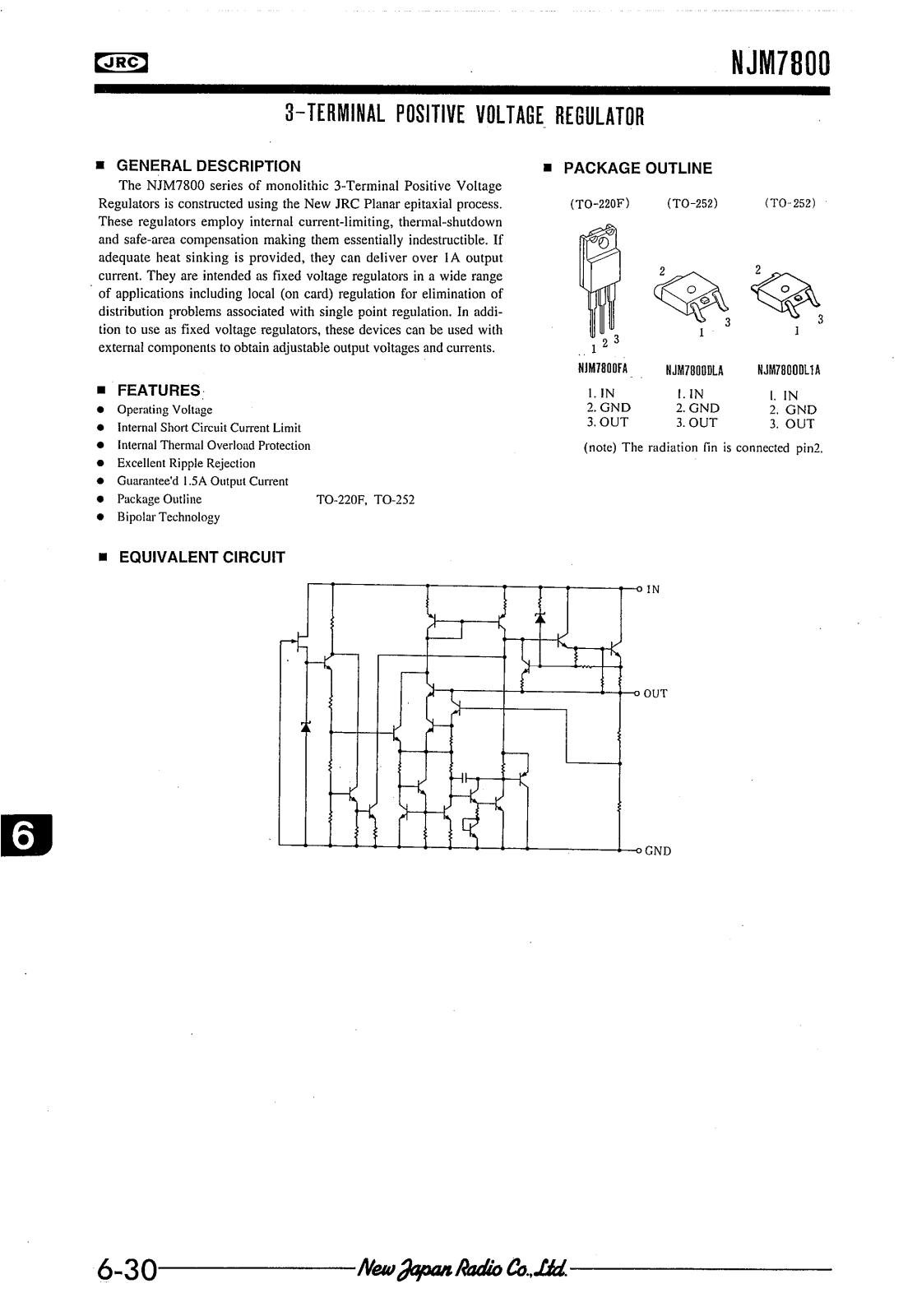 JRC NJM7800DL1A, NJM7800DLA, NJM7800FA Datasheet