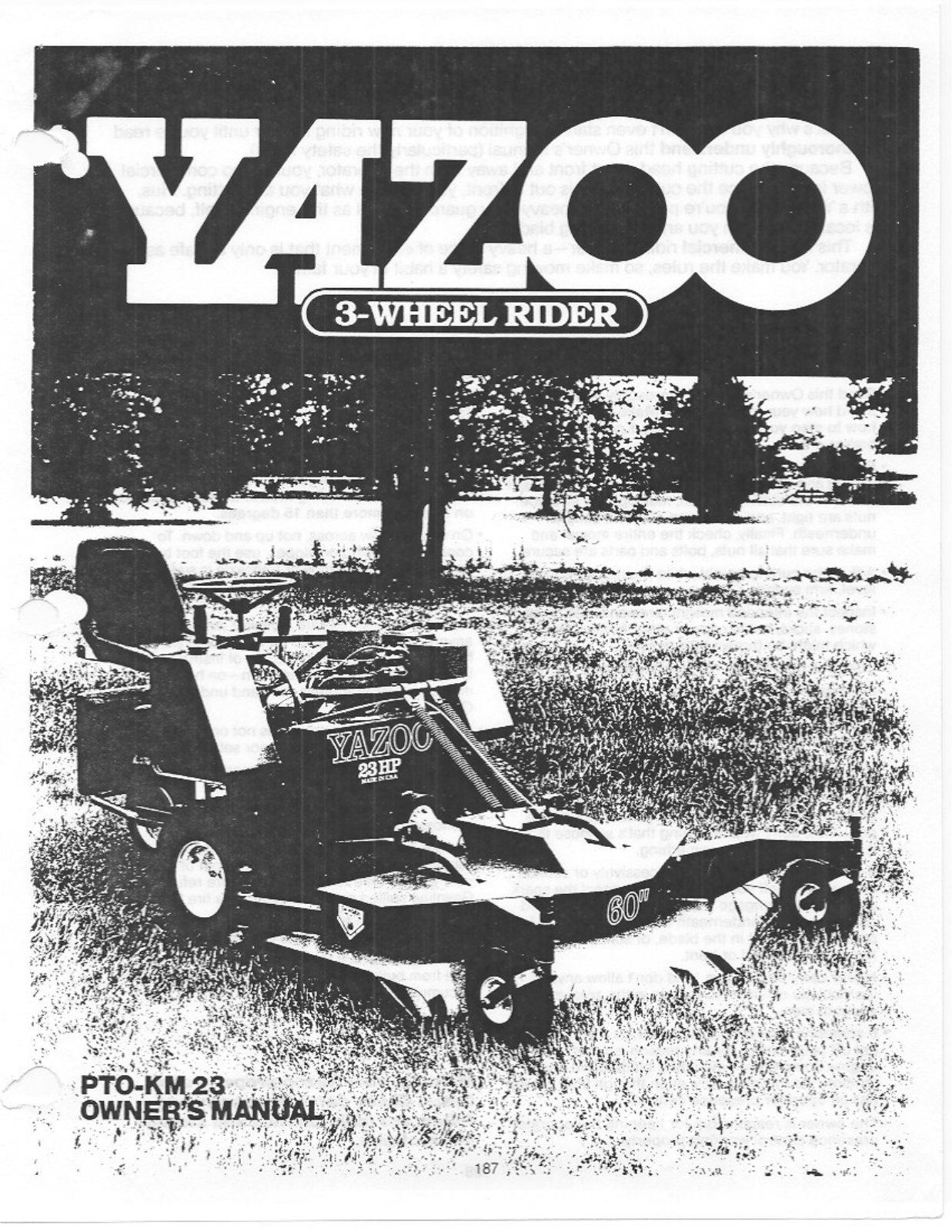 Yazoo/Kees PTO-KM 23 User Manual