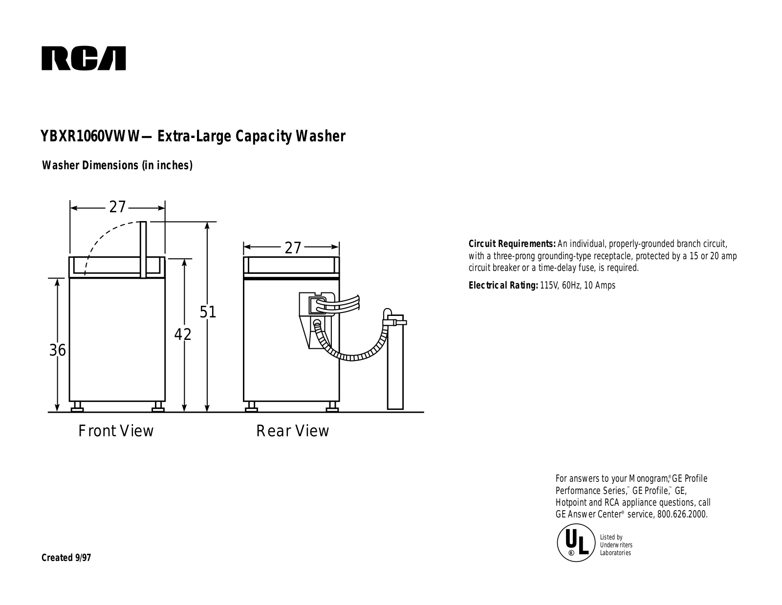 RCA YBXR1060VWW User Manual