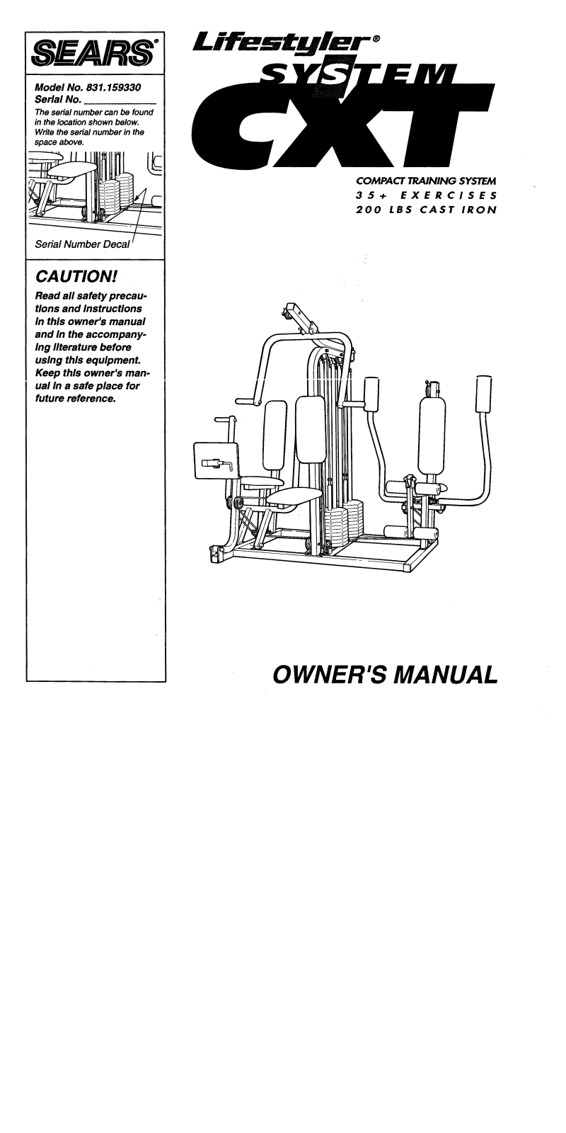 Lifestyler 831.159330 Owner's Manual