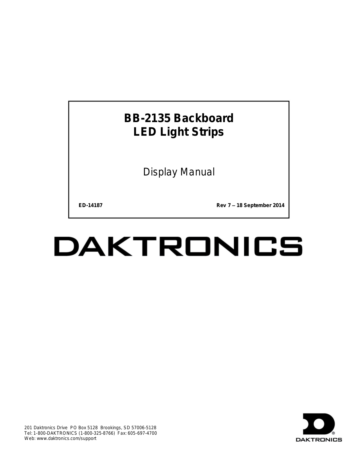 Daktronics BB-2135 User Manual