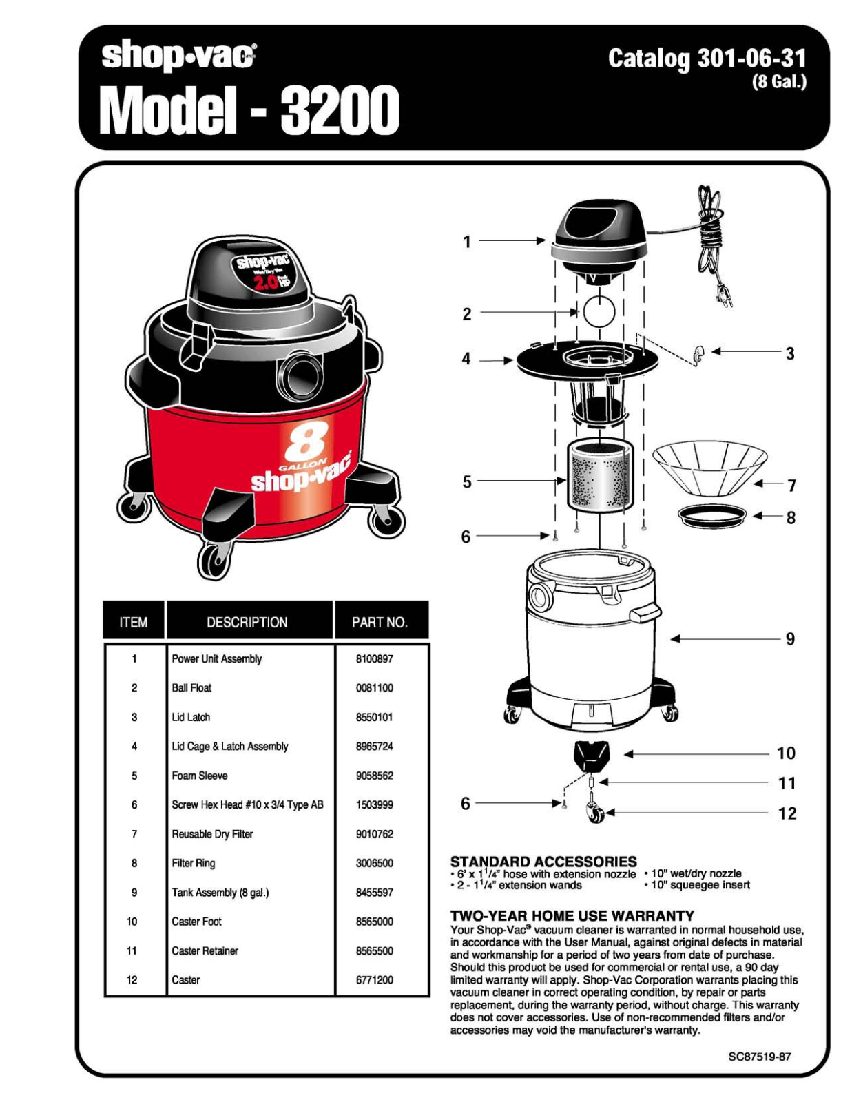 Shop Vac 3200 Owner's Manual