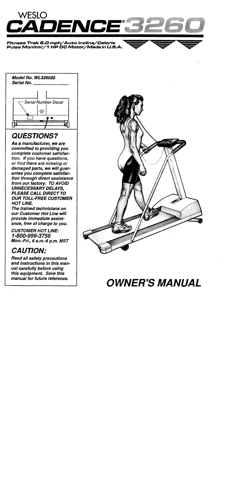 Weslo WL326020 Owner's Manual