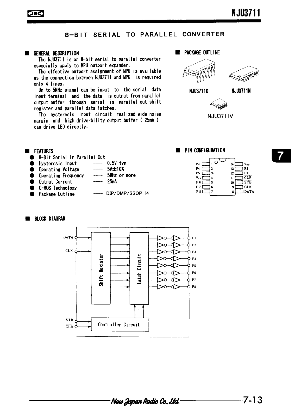 JRC NJU3711V, NJU3711M, NJU3711D Datasheet