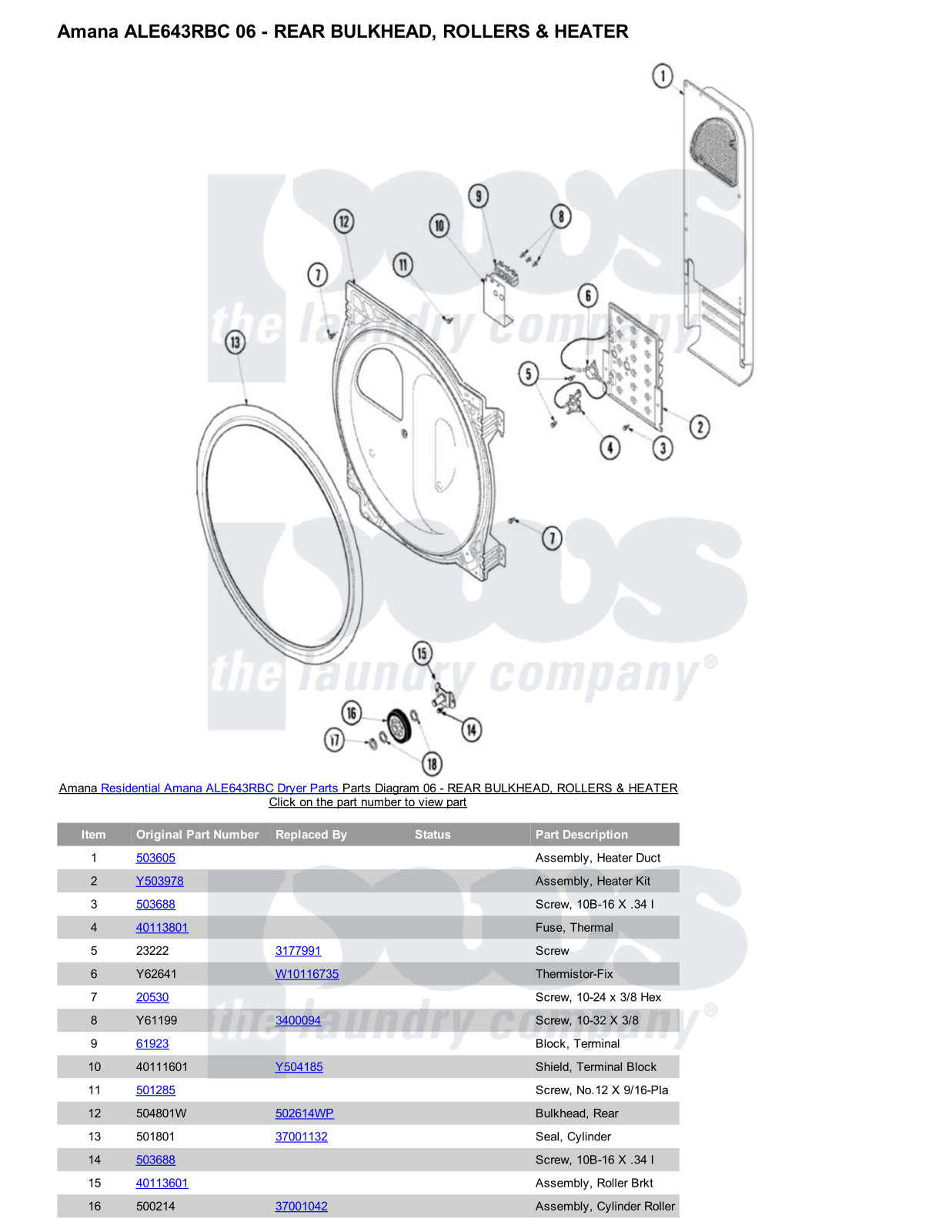 Amana ALE643RBC Parts Diagram