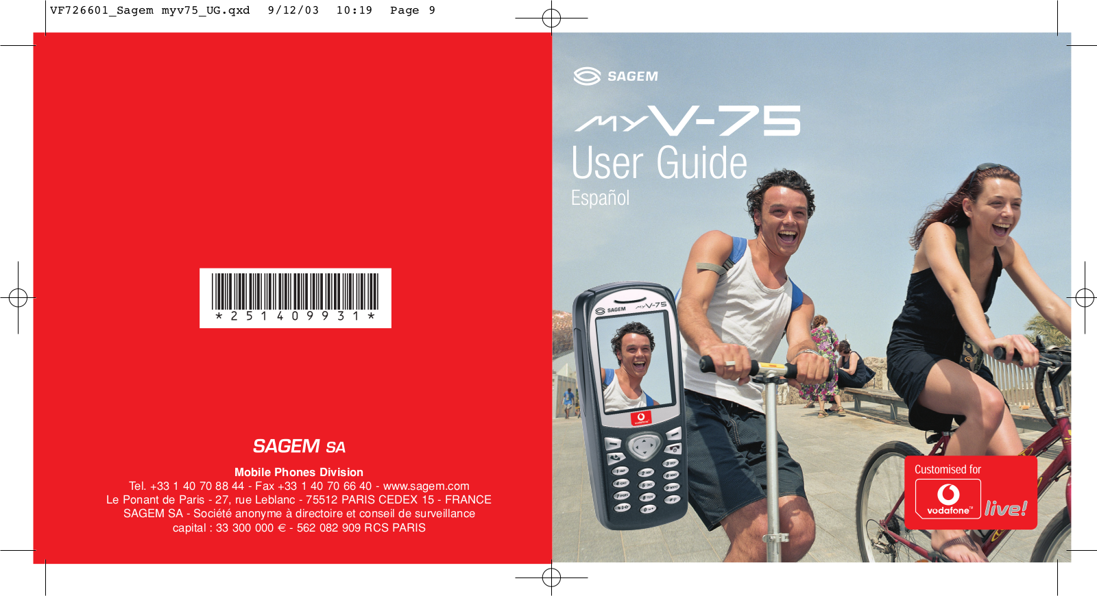 Sagem MYV-75 User Manual