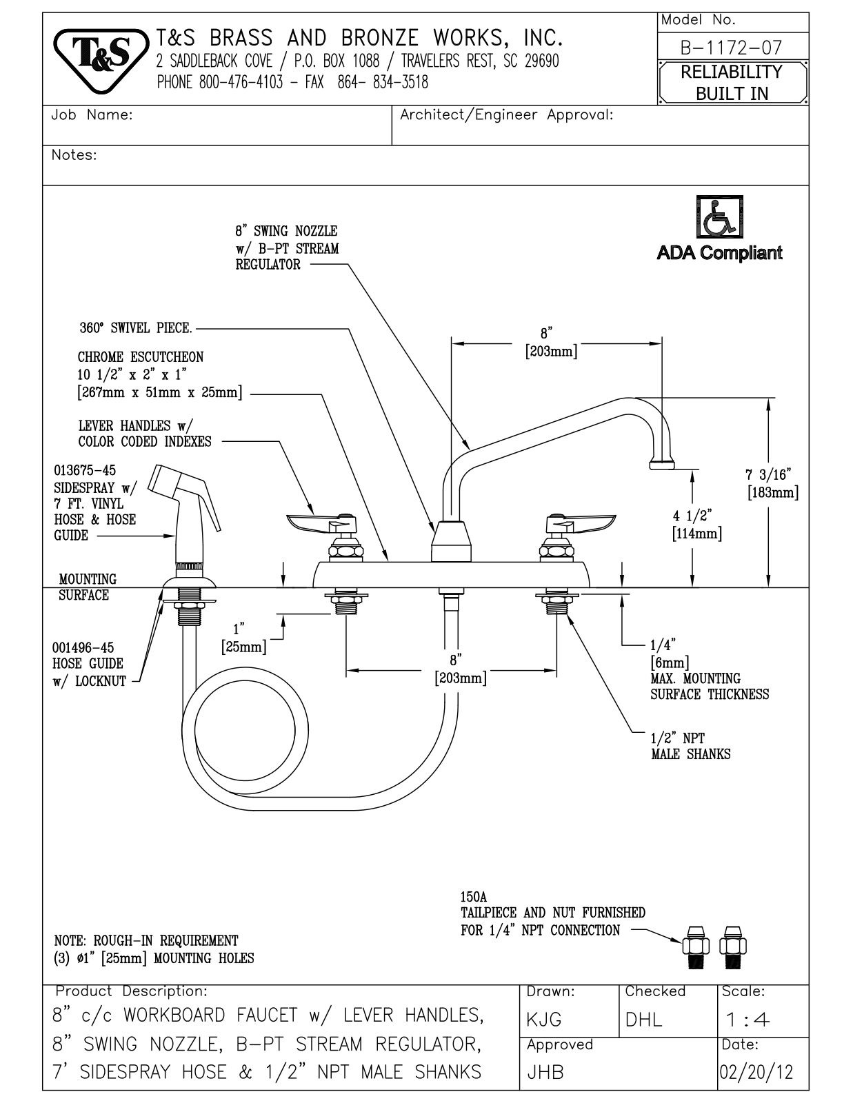 T&S Brass B-1172-07 User Manual