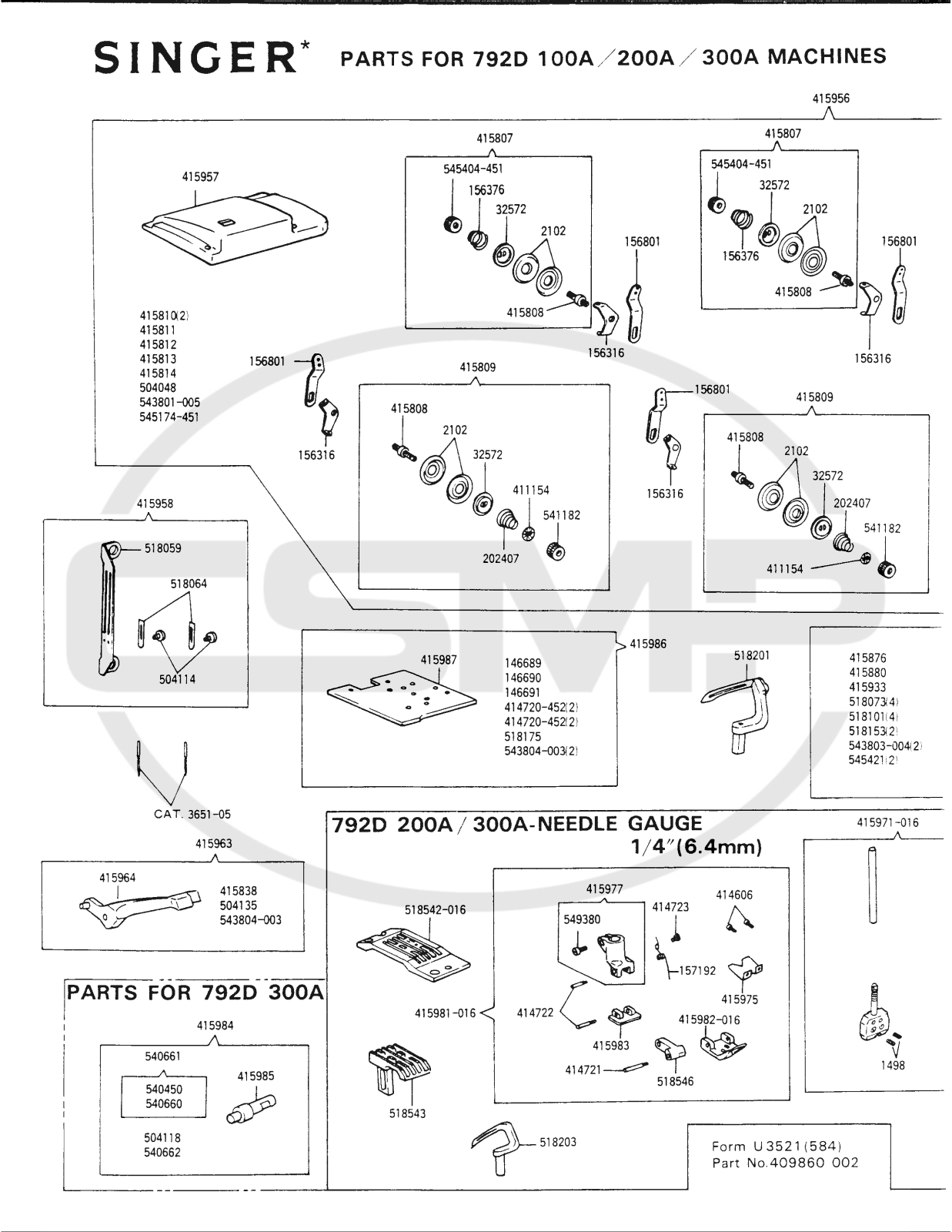 Singer 792D200A Parts Book