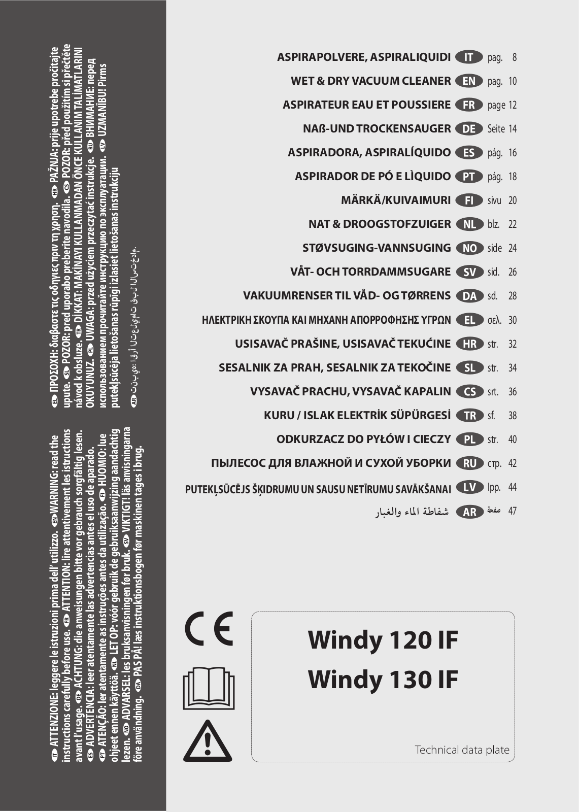 LAVOR Windy 120 IF, Windy 130 IF User guide