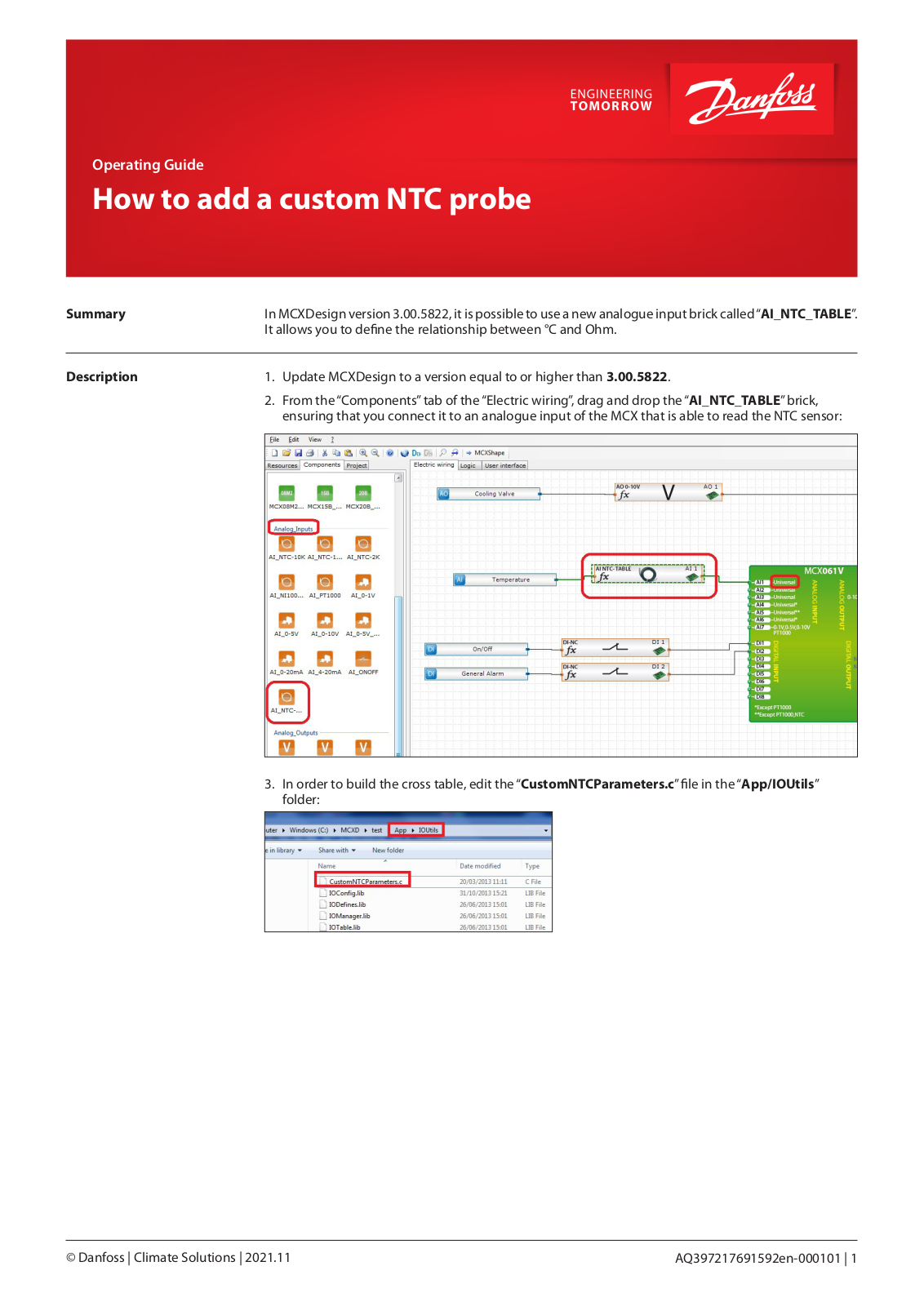 Danfoss NTC Operating guide