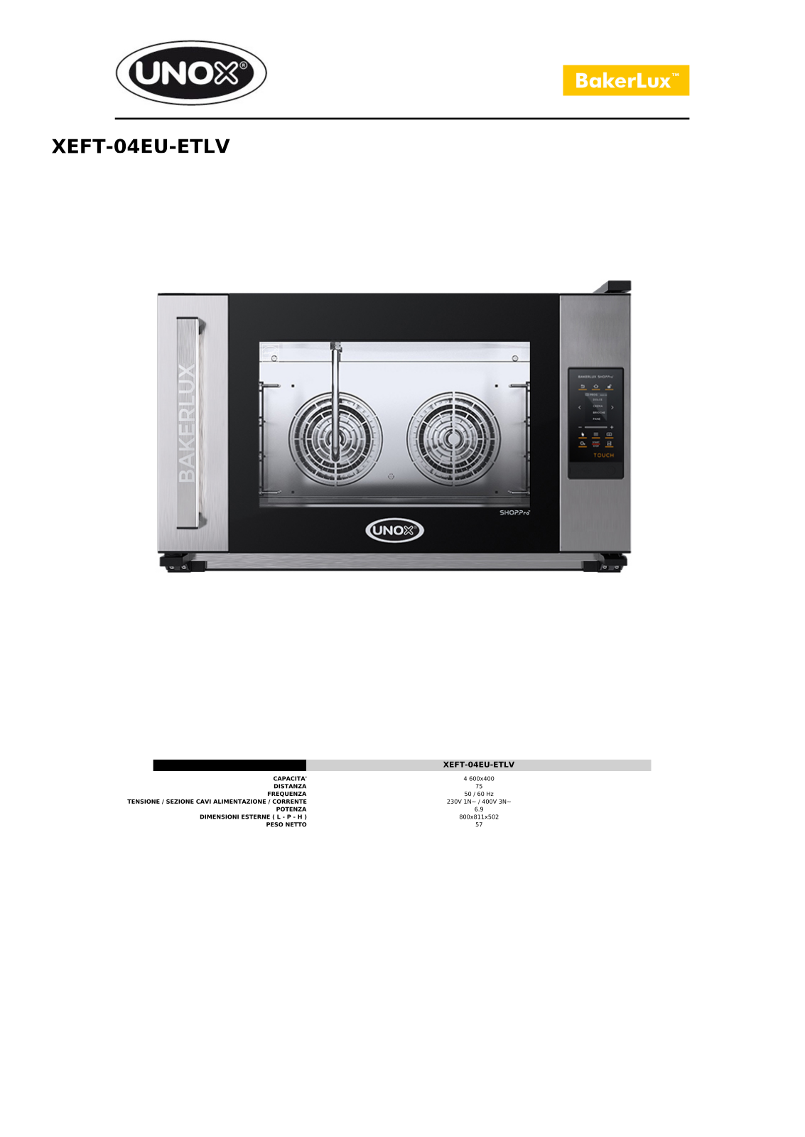 UNOX XEFT-04EU-ETLV Datasheet