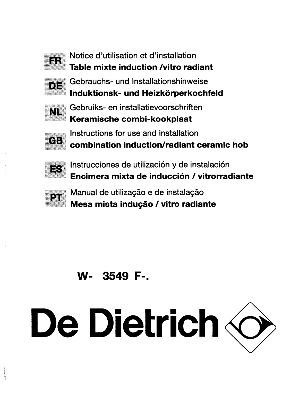 De dietrich WM3549E2, WN3549E1 User Manual