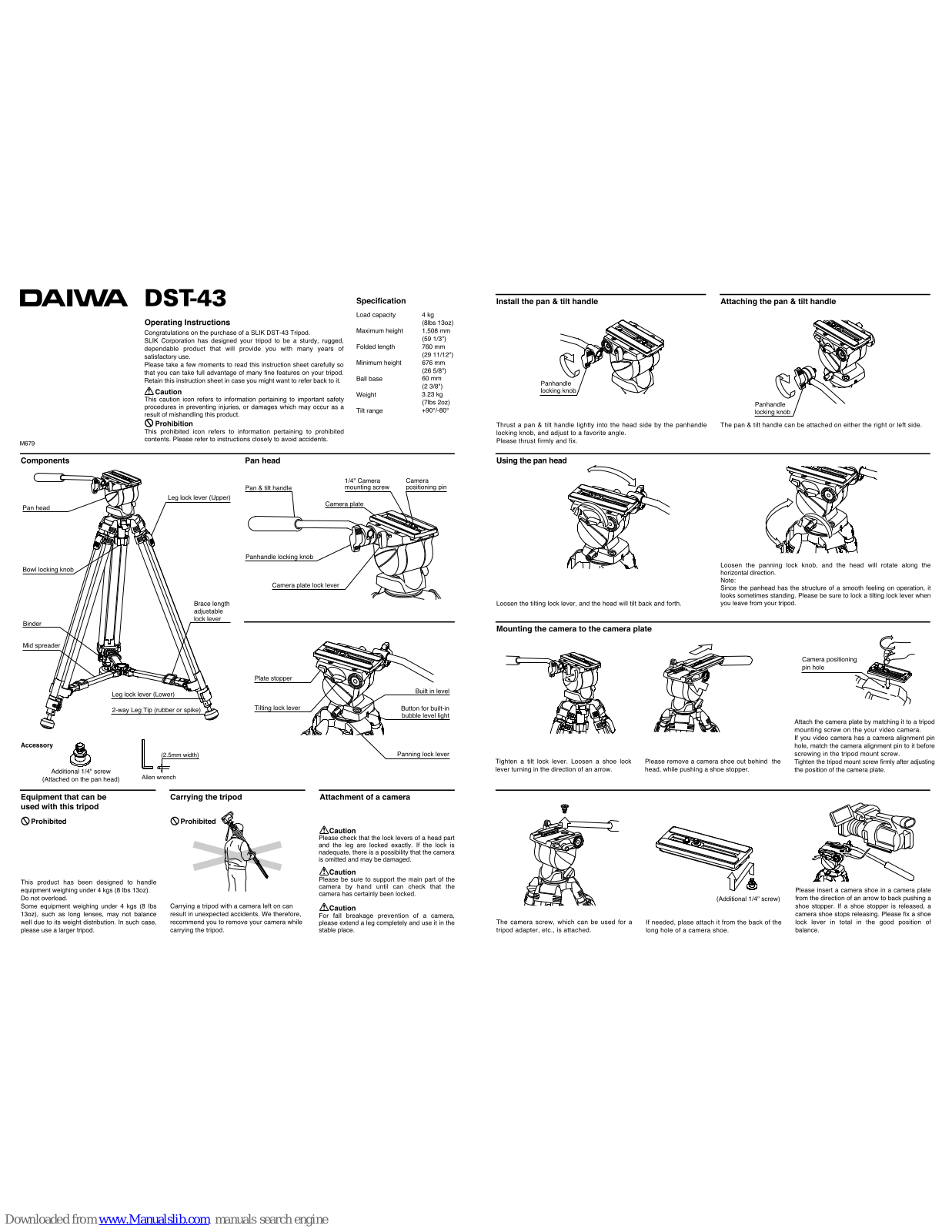 Daiwa DST-43 Operating Instructions Manual