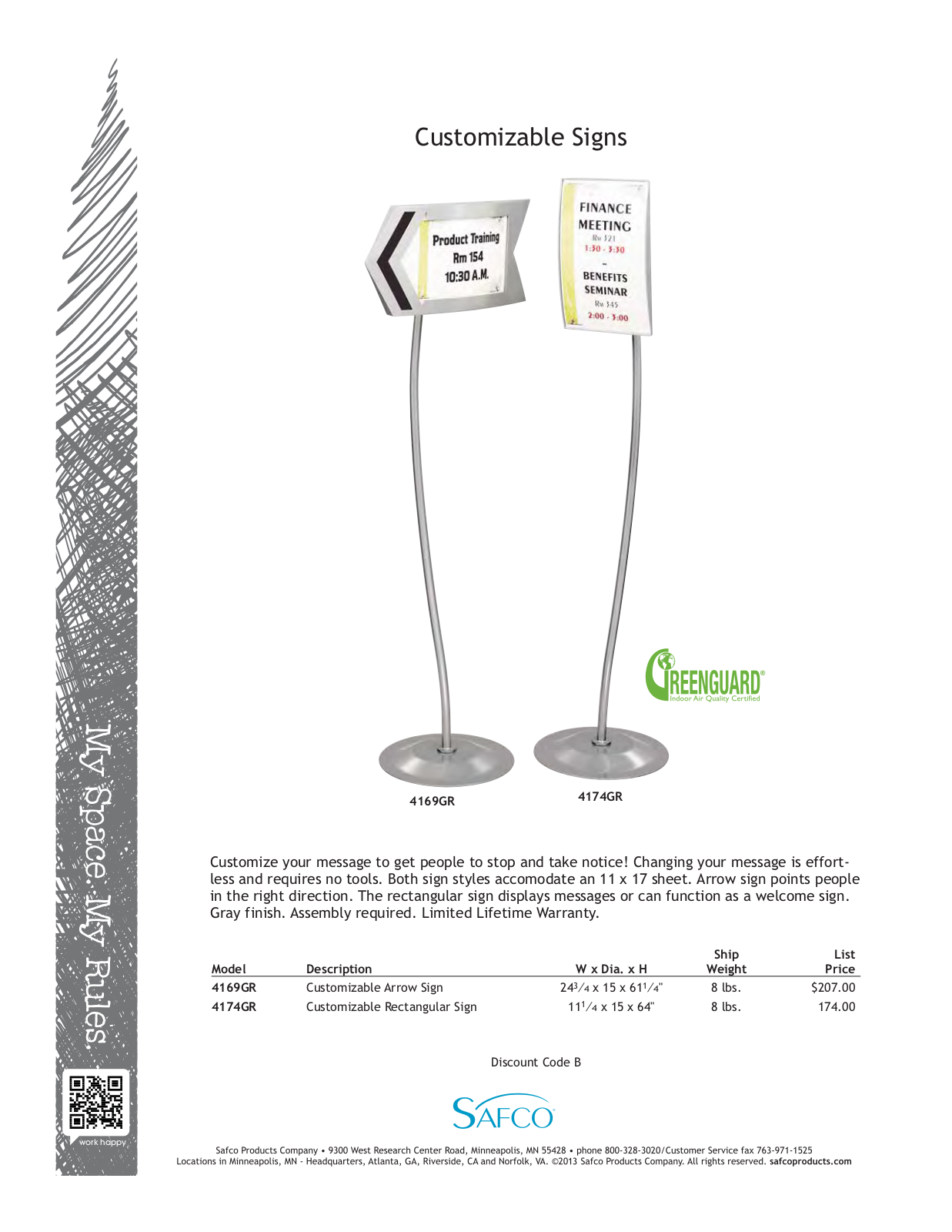 Safco 4174GR User Manual