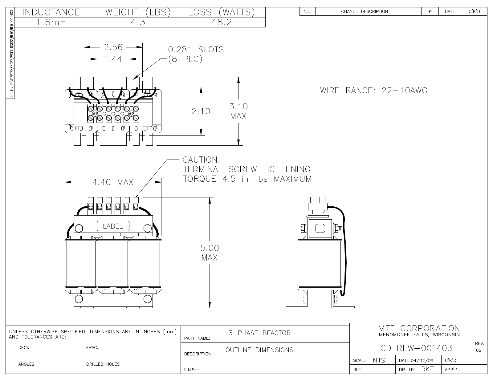 MTE RLW-001403 CAD Drawings