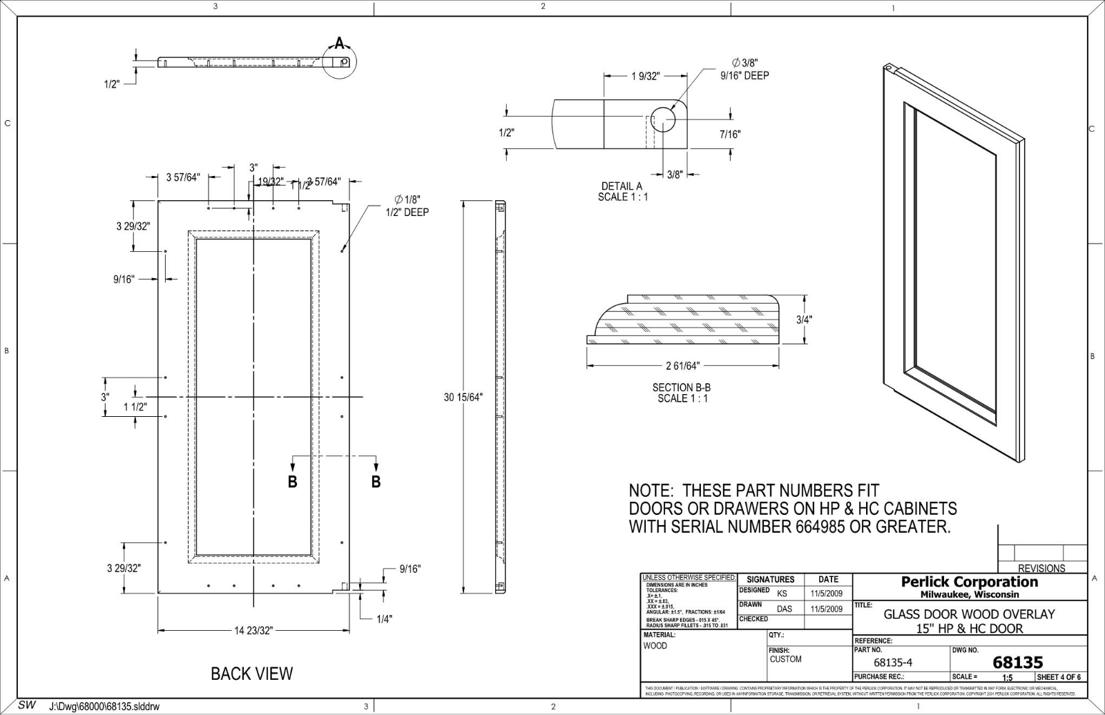 Perlick HP15BO34L, HP15BO34R, HP15RO34R, HP15RO34L, HP15RS34R Overlay