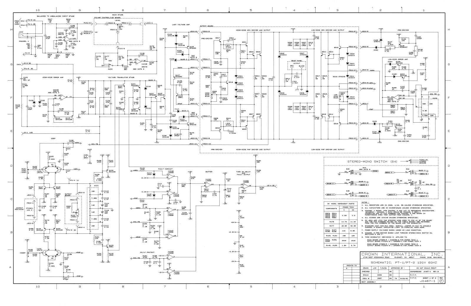 Crown Power-PT1-2 Schematic