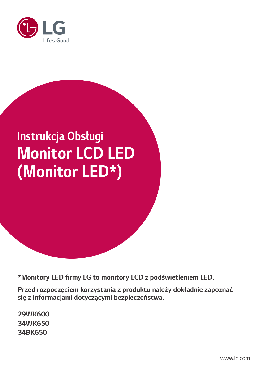 LG 34WK650-W, 29WK600-W User manual