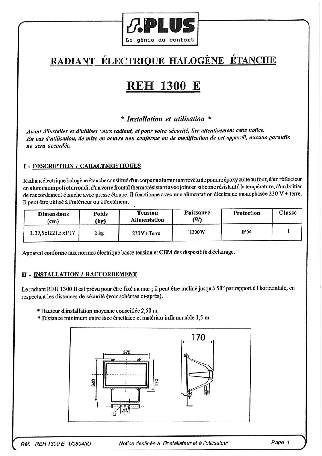 S.plus REH 1300 E User Manual