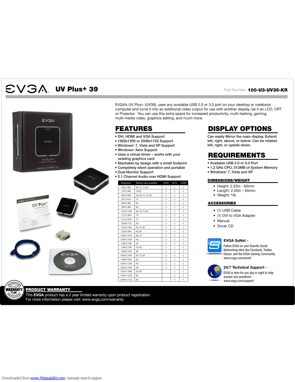 EVGA UV Plus+ 39 Specifications - ManualMachine.com